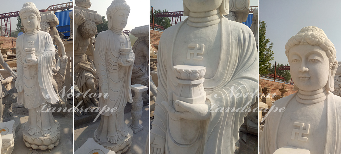 White marble standing buddha statue