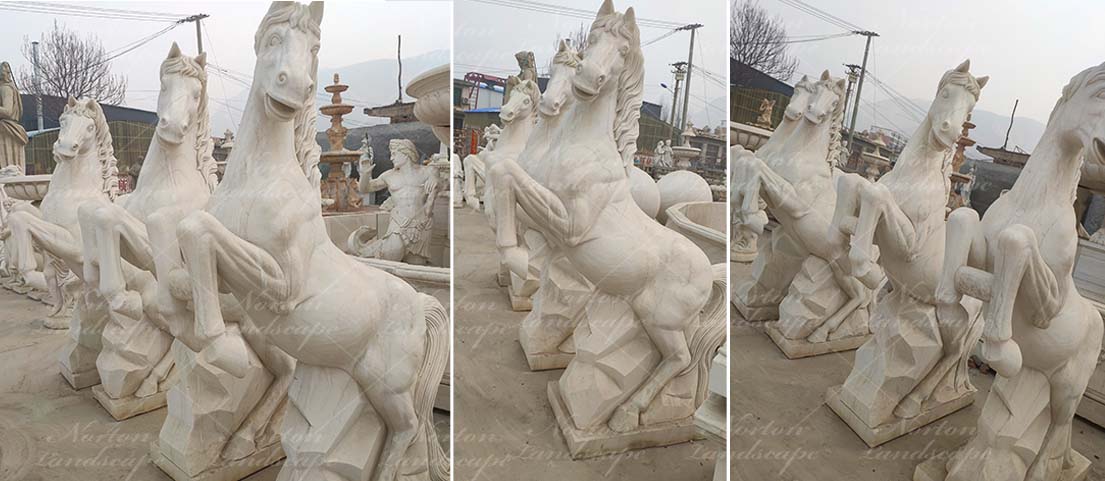 Marble horse statues
