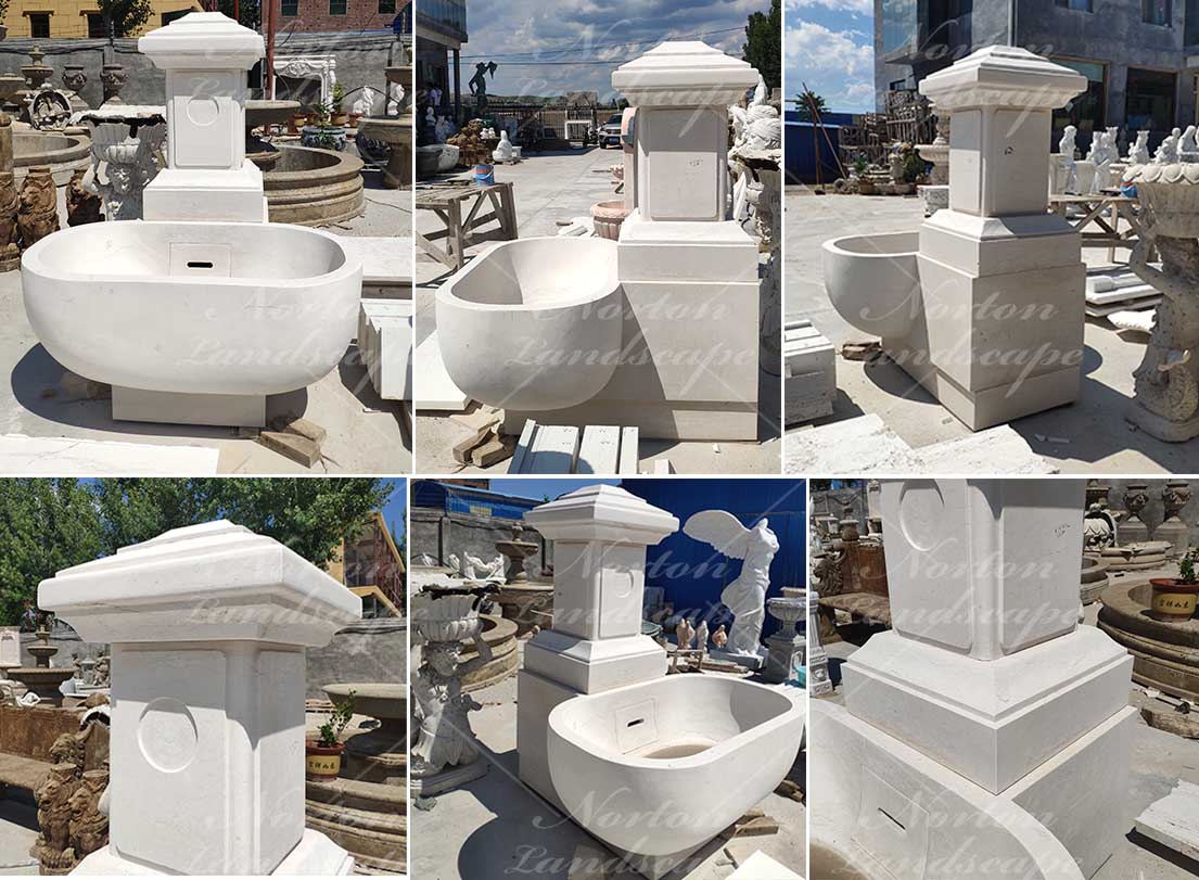 Simple white marble fountain