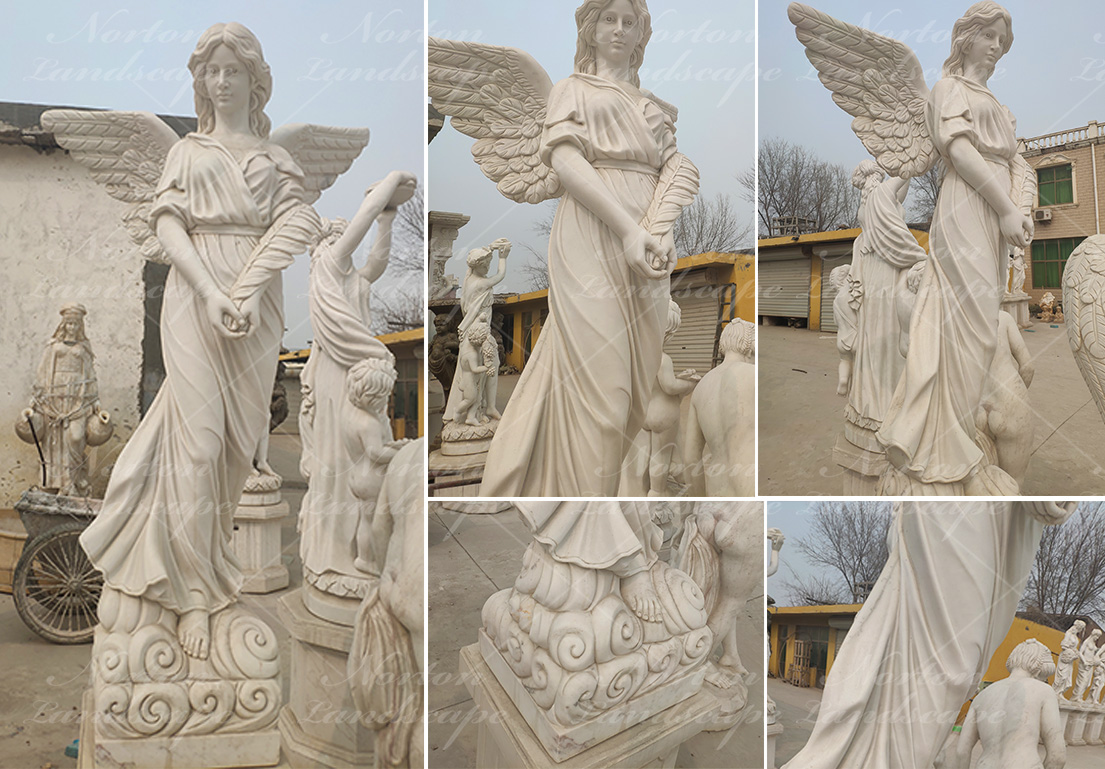 Hand carved marble woman angel statues