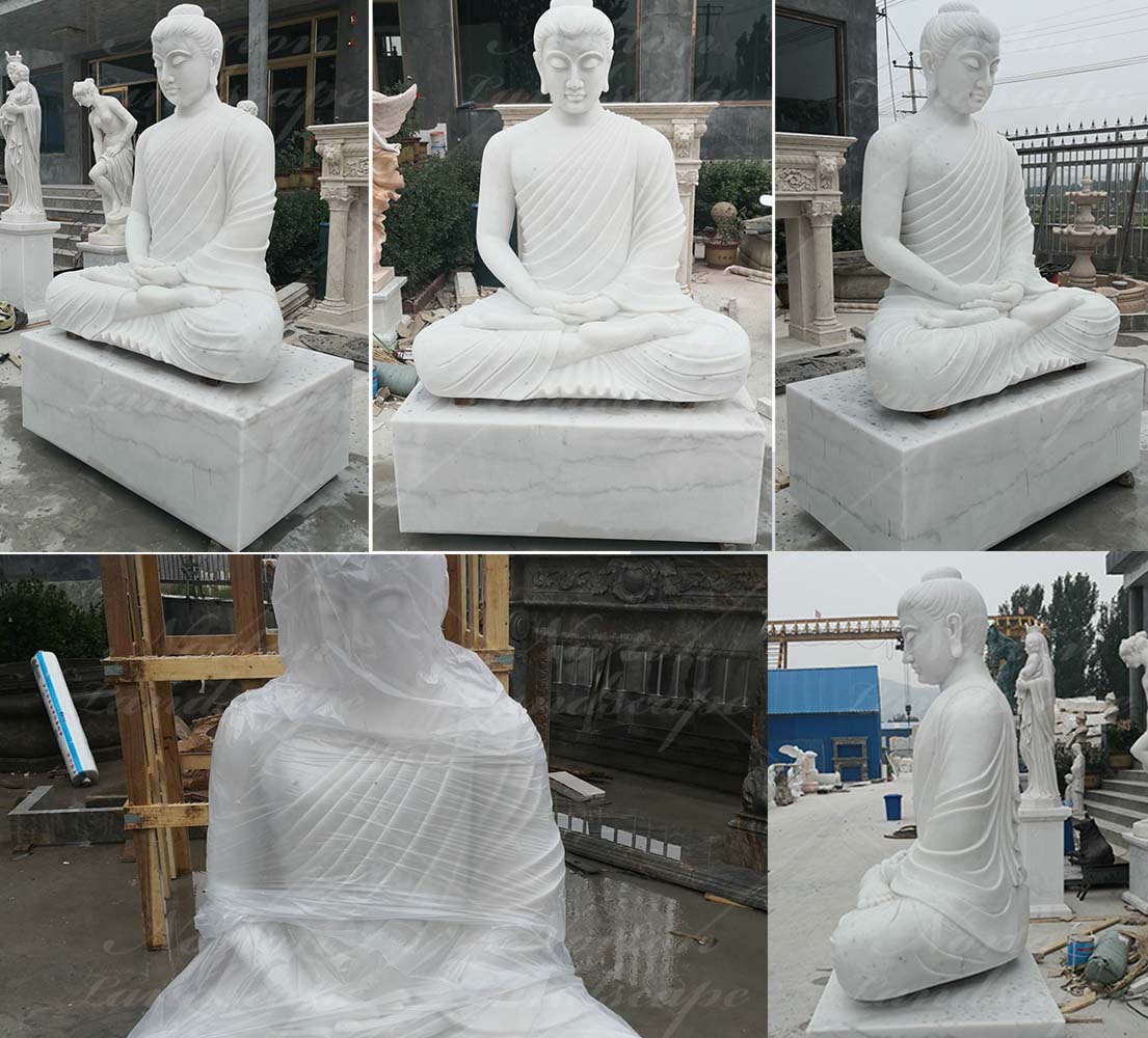 Marble meditating buddha statues