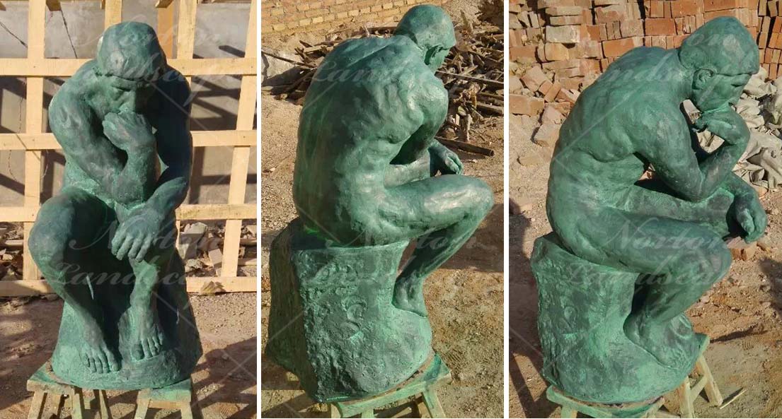 Bronze thinking man statue