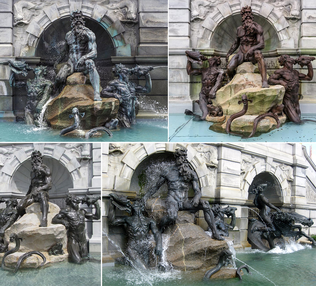 Bronze roman figure water fountain