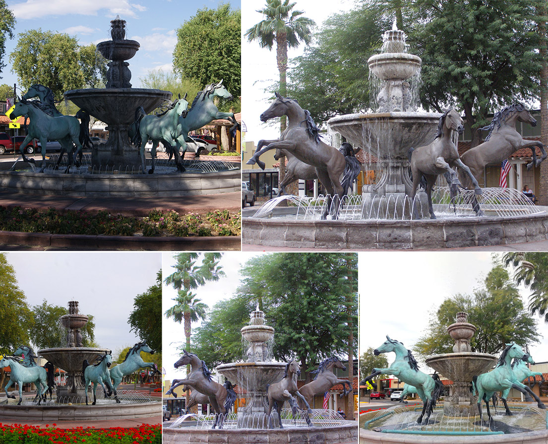 Bronze horse statue fountain