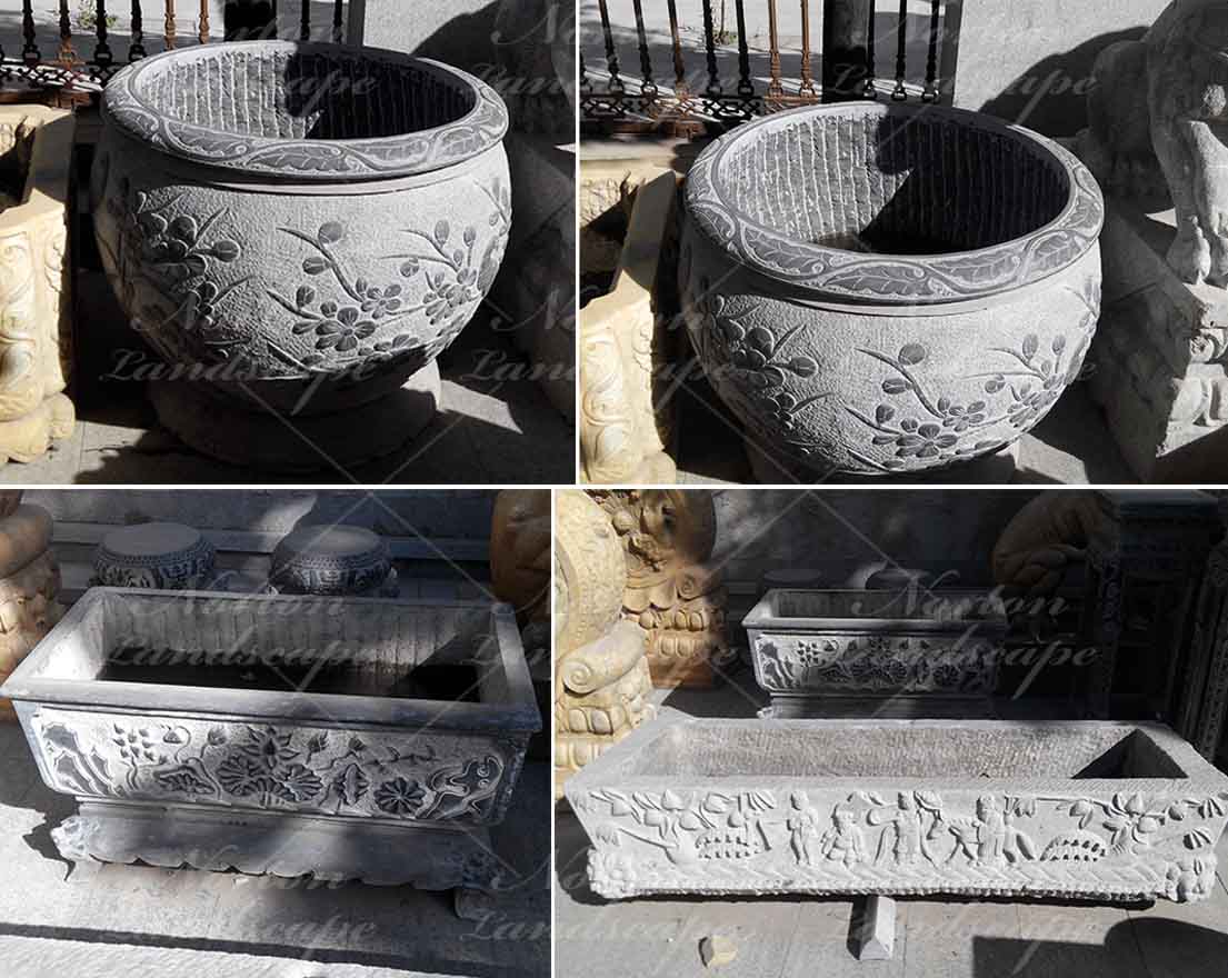 Antique Chinese style granite flower pots