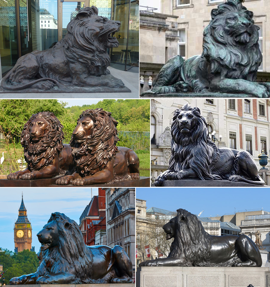 Bronze lying lion statue