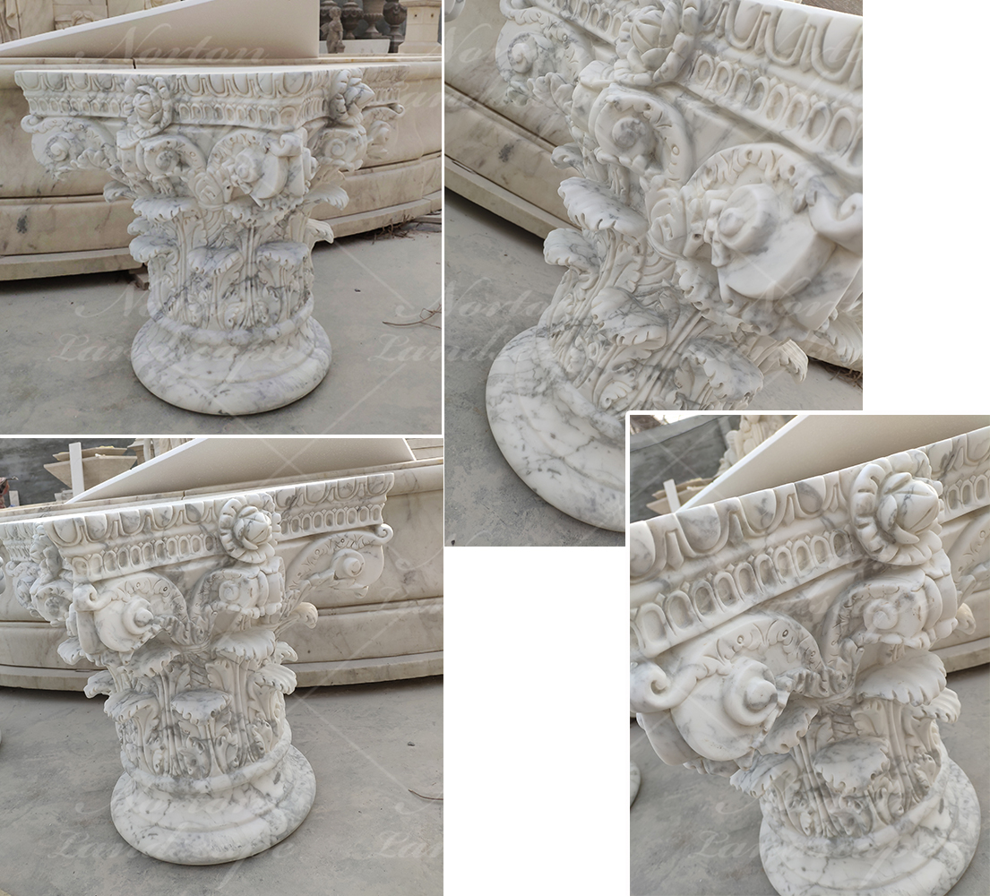 Hand carved marble column caps