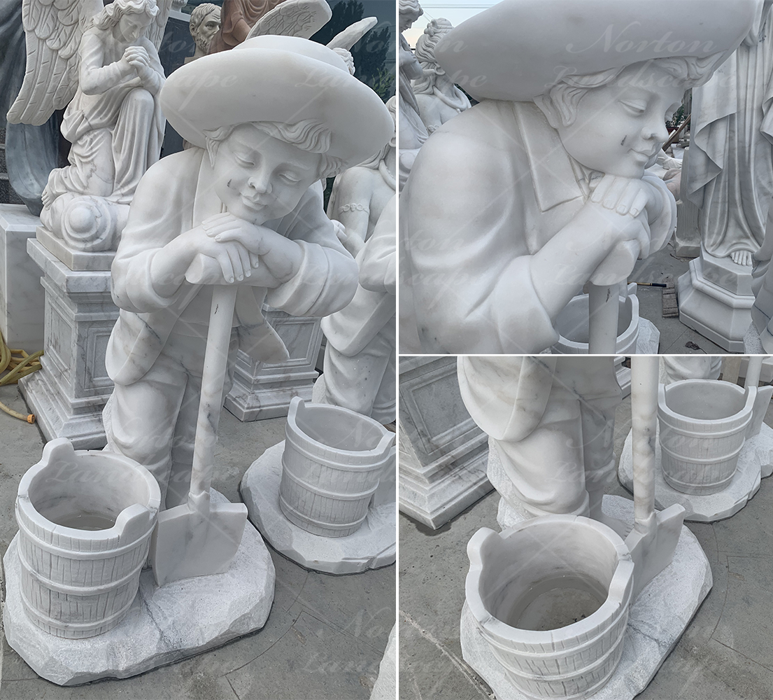 White Marble boy statue