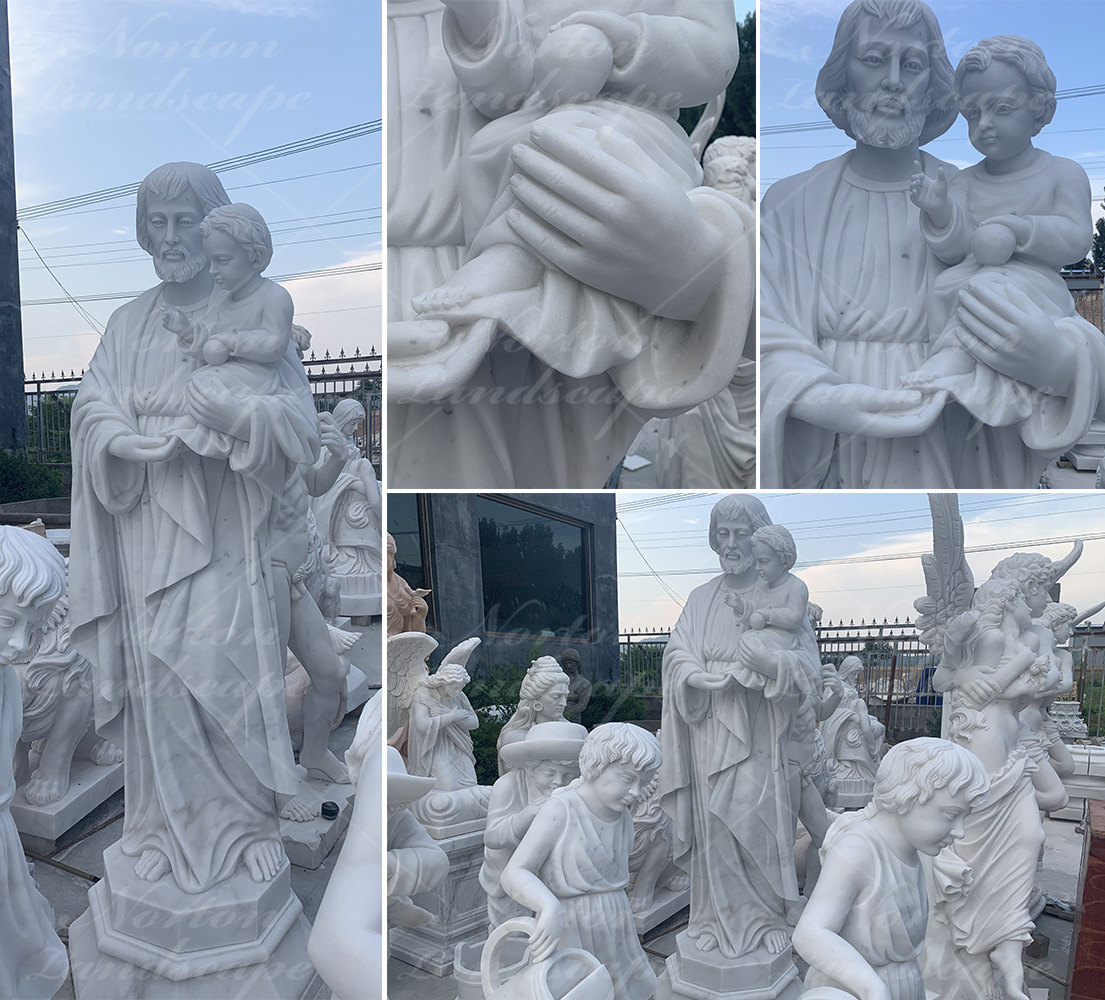 Life size marble jesus and children statue sculpture