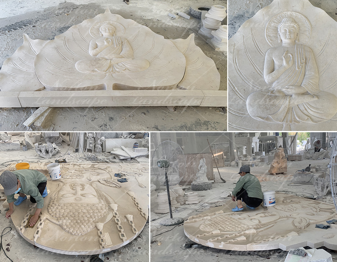 Marble relief buddha statues
