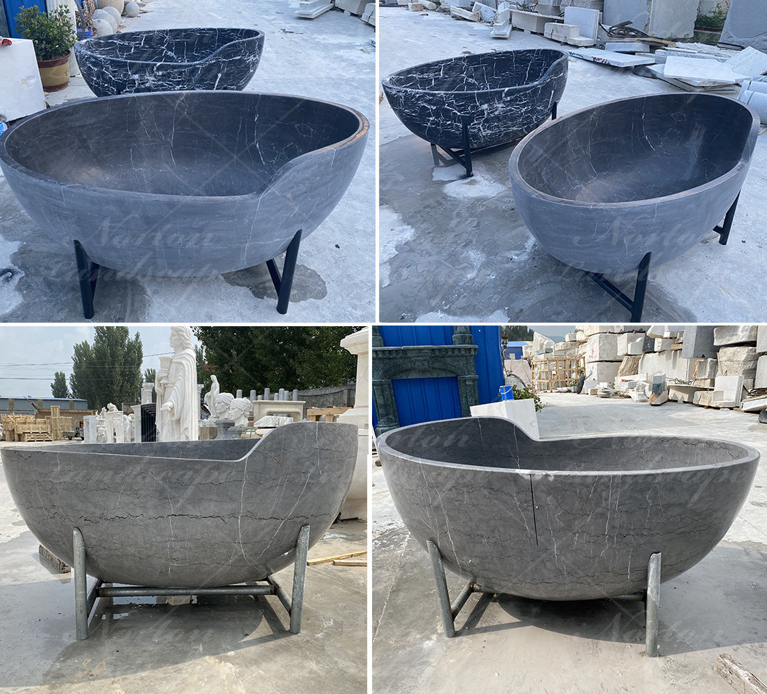 Black freestanding marble bathtubs