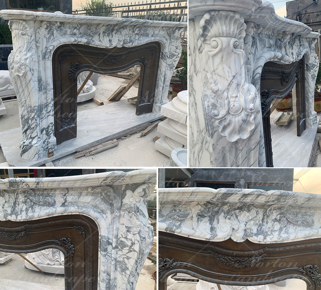 Antique luxury marble fireplace mantel