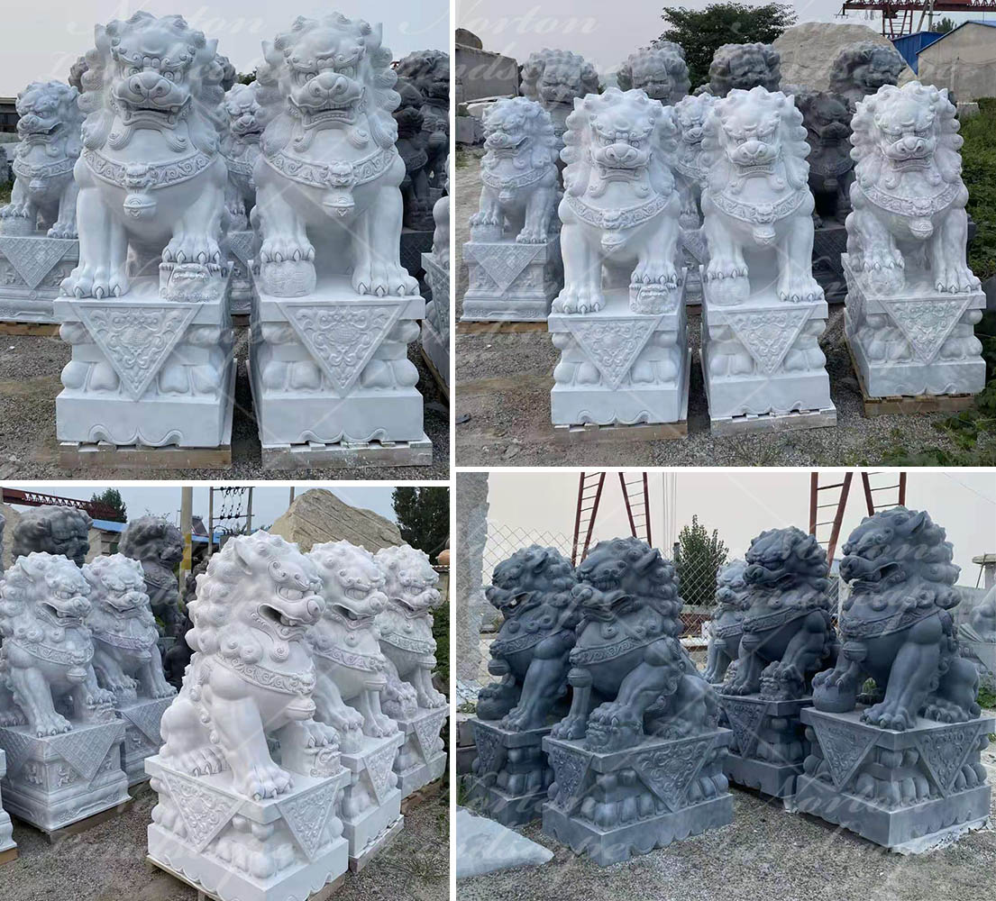 Marble foo dog statues