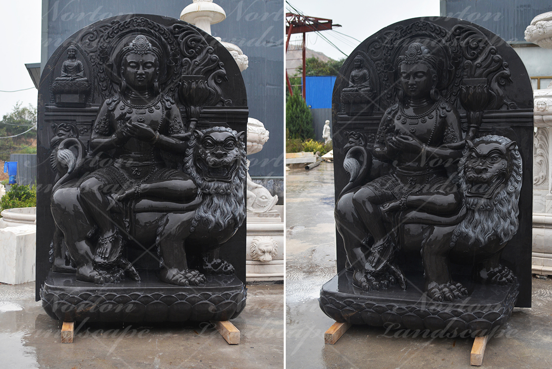 Black marble Manjushri statue