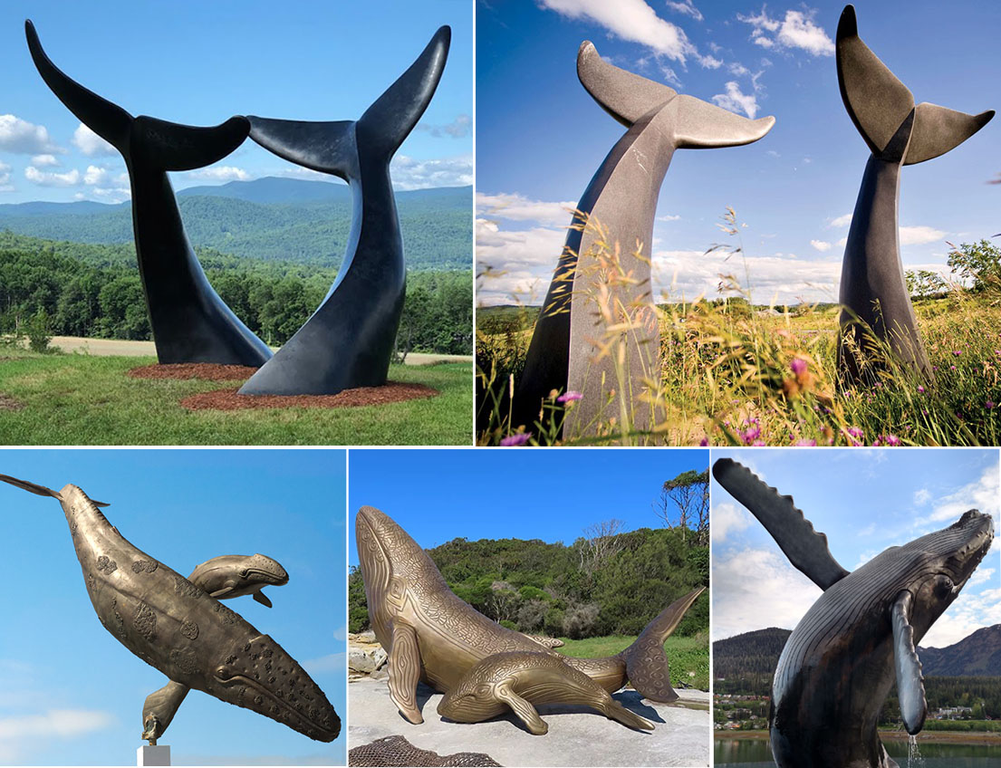 Bronze whale tail sculpture