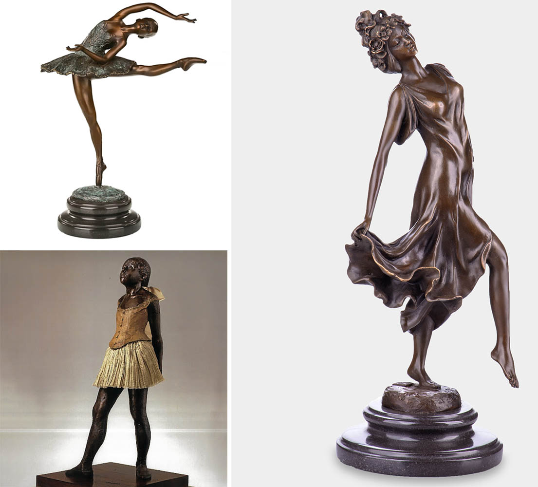 Bronze dancing girl statue