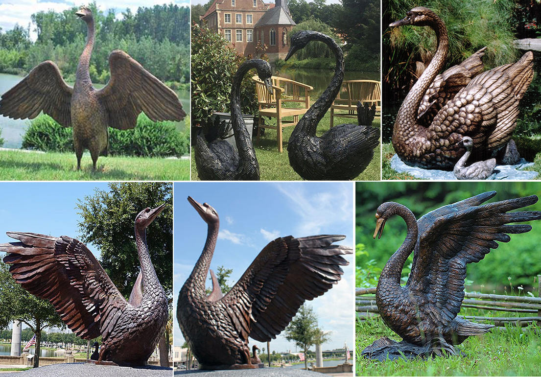 Bronze swans statue