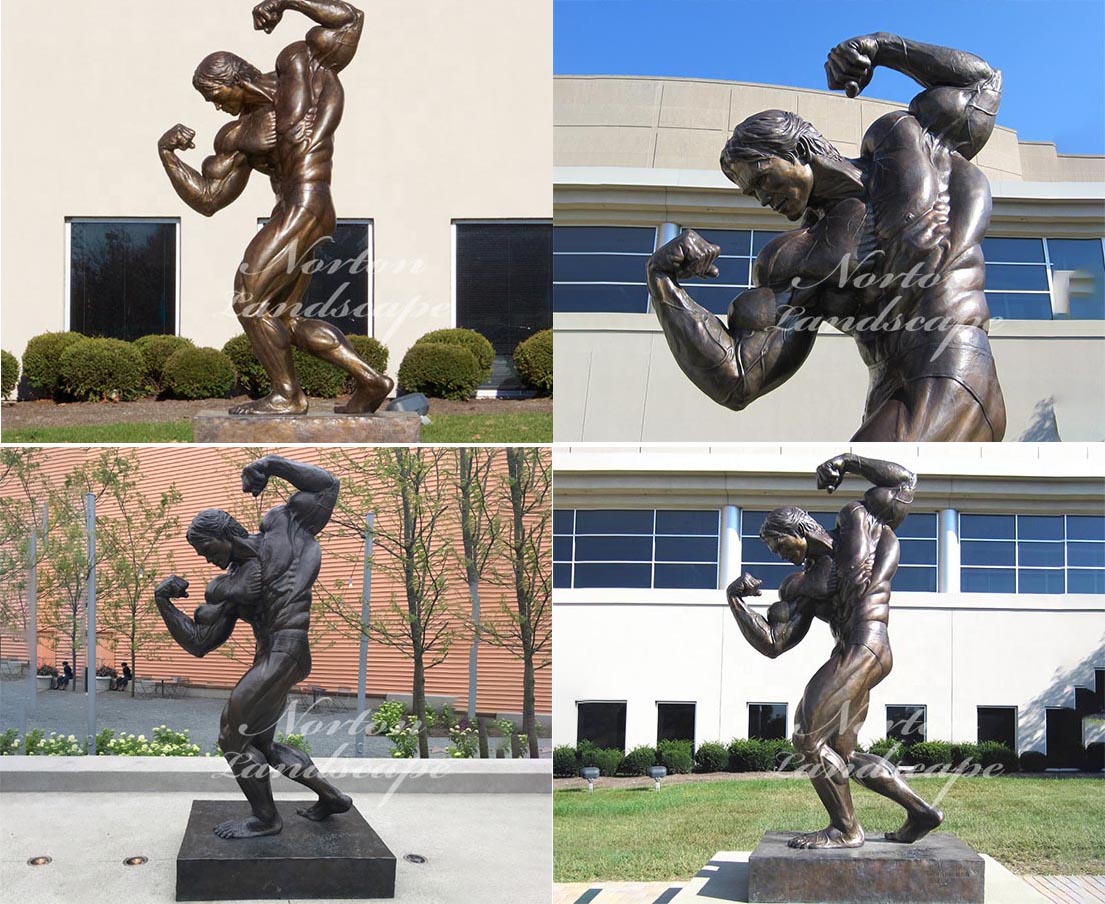 Bronze nude muscle man statue