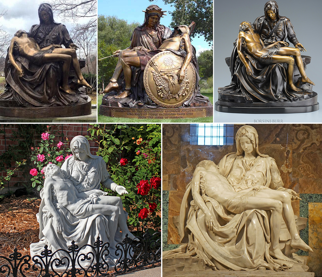 Bronze pieta statue