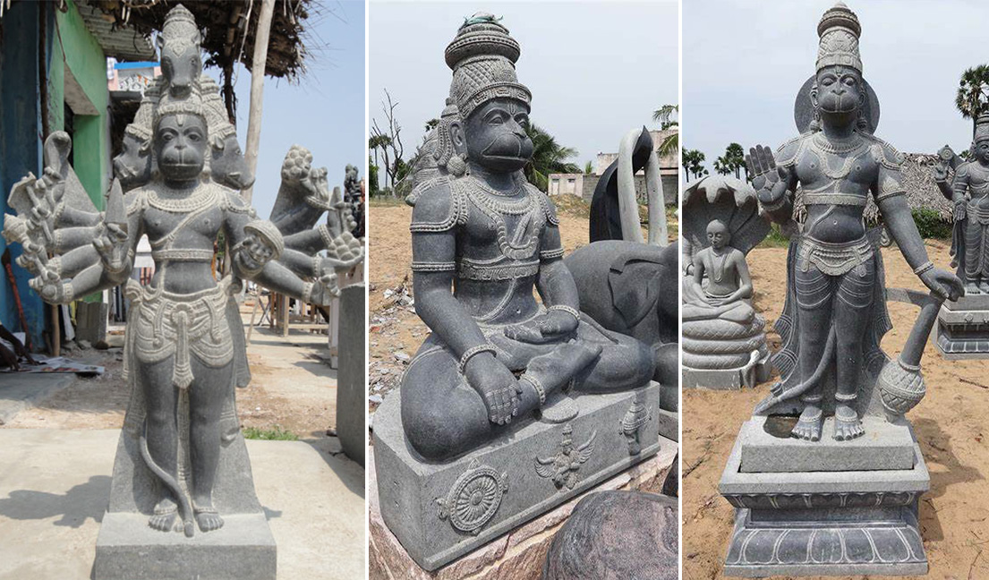 Granite lord hanuman statue