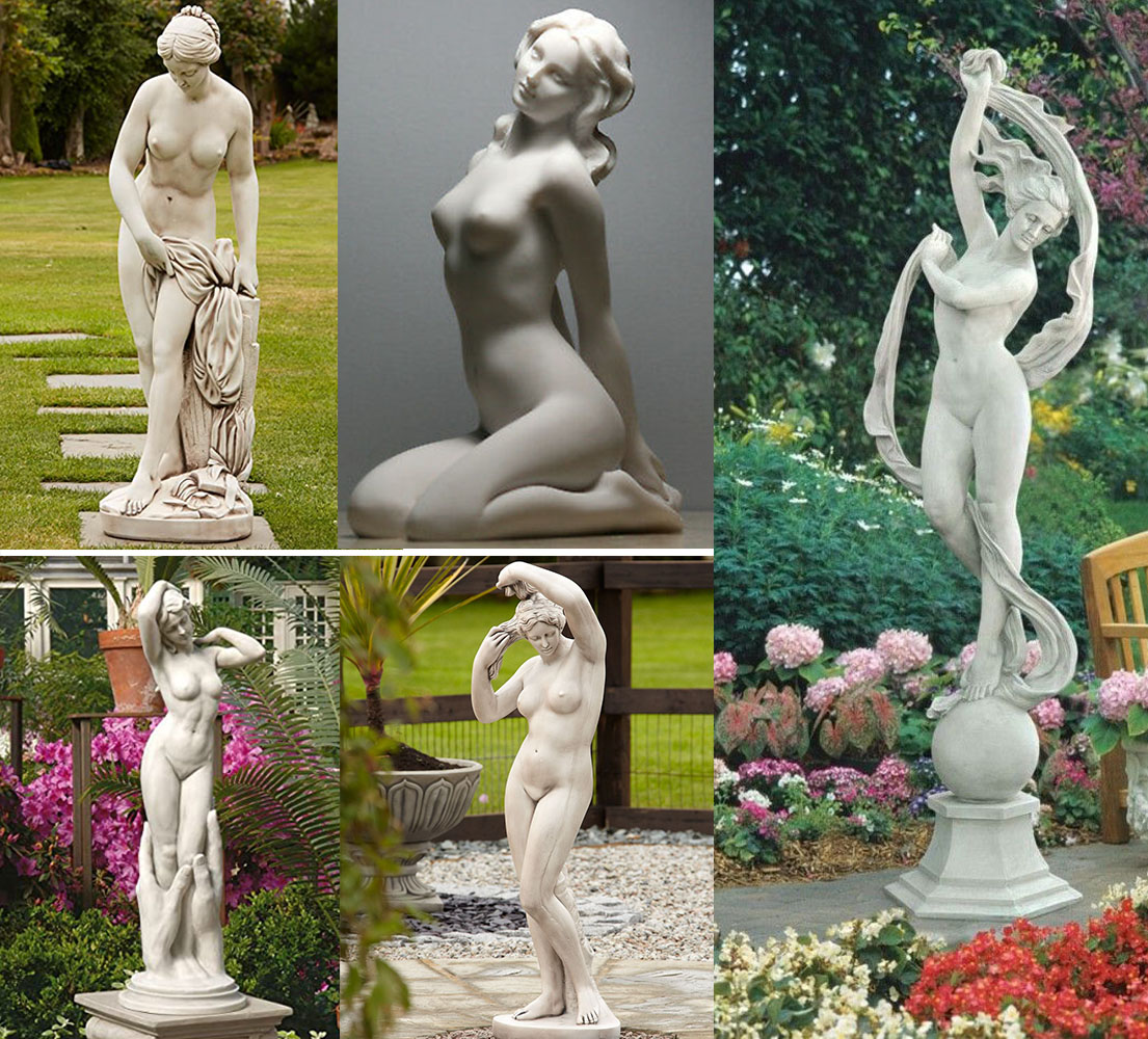 Stone sexy nude lady statue