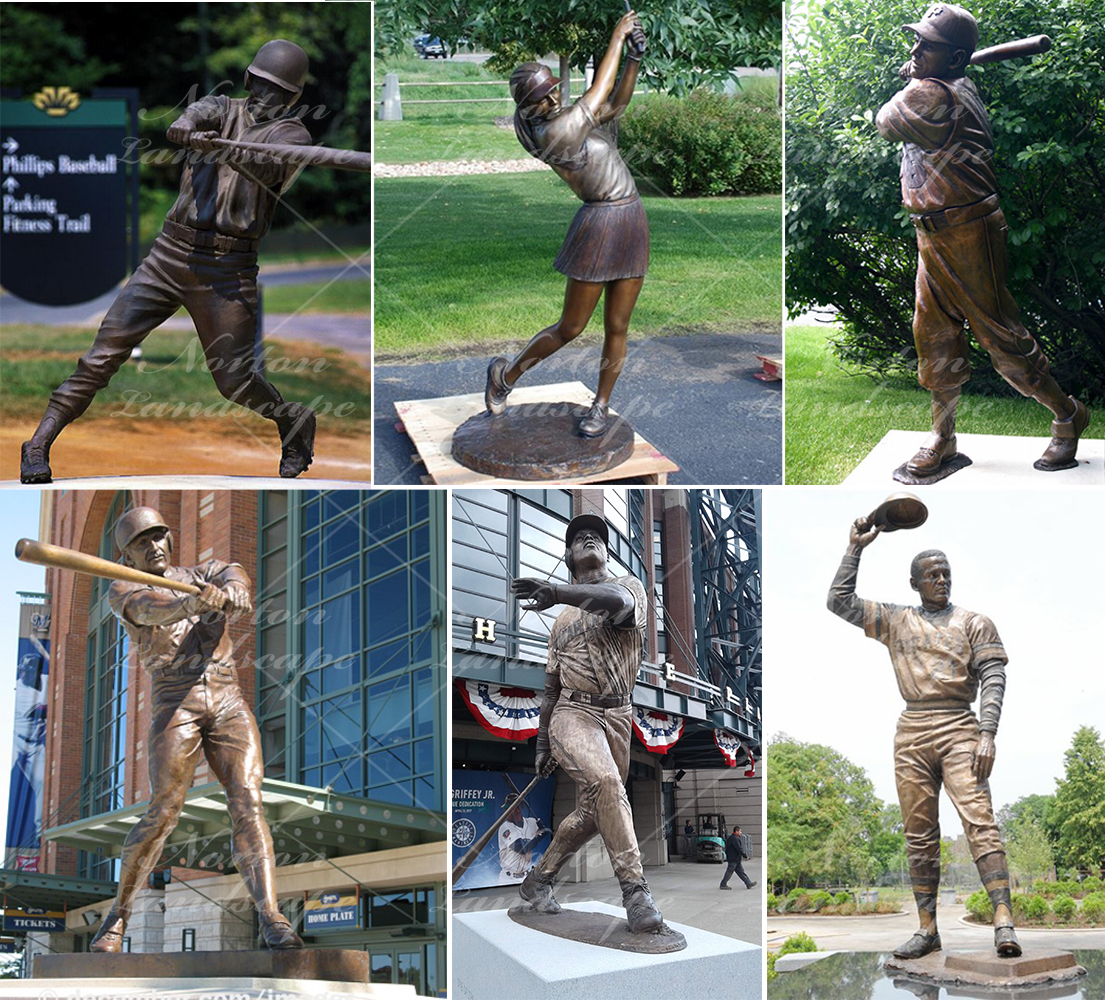 Bronze baseball player statue