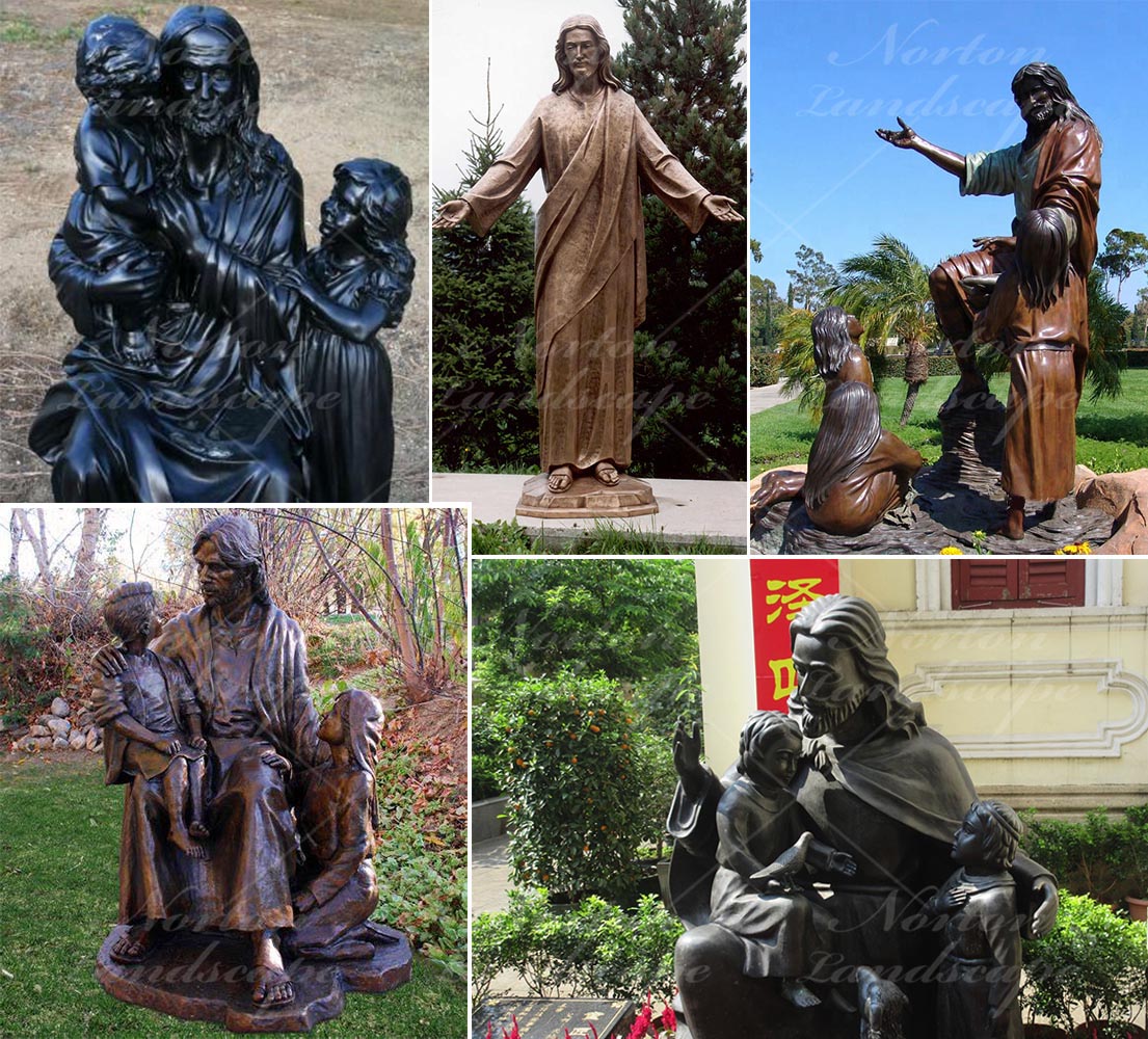 bronze jesus and children statues