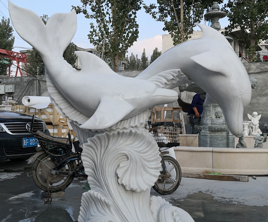 Marble Dolphin Sculpture