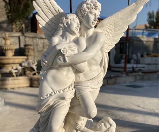 Marble Couple Angel Statue