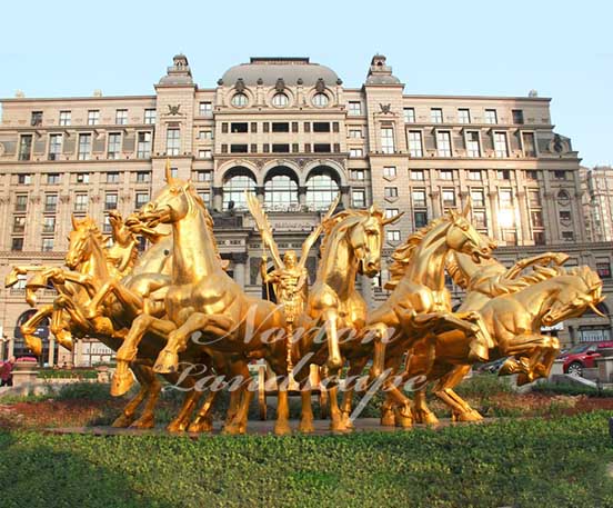 bronze horse and angel sculpture