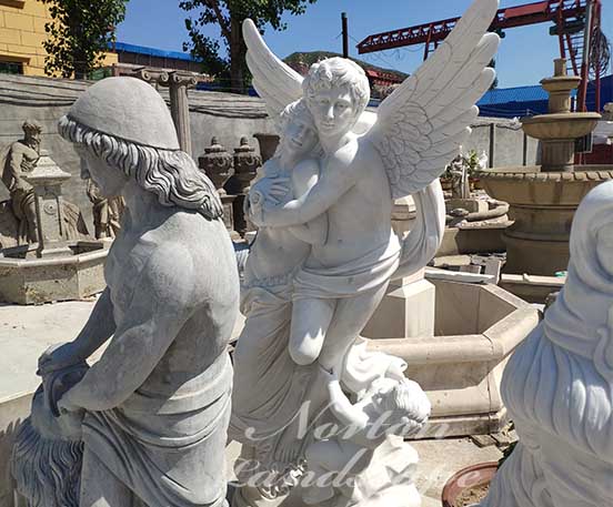 Marble angel couple love sculpture