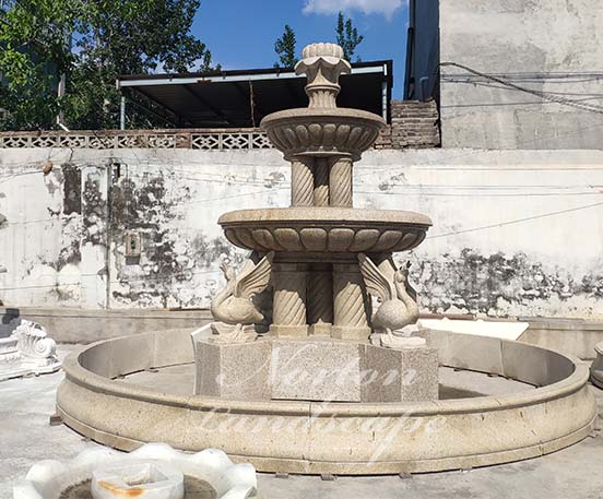 Large granite swan fountain