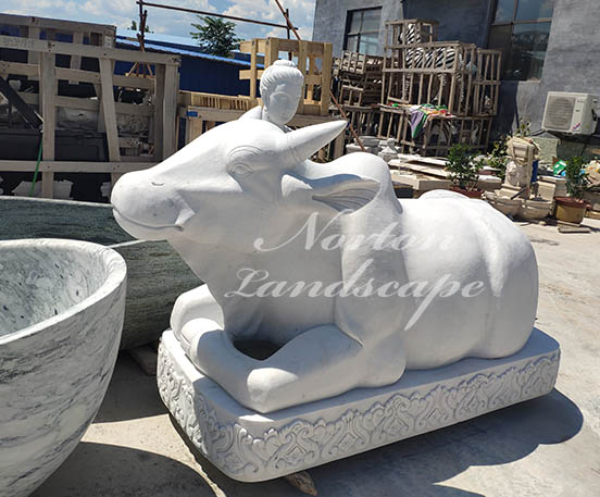 Marble bull sculpture
