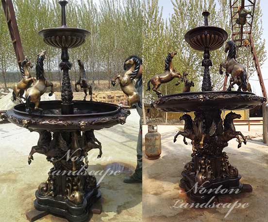 Bronze fountain with horse statues