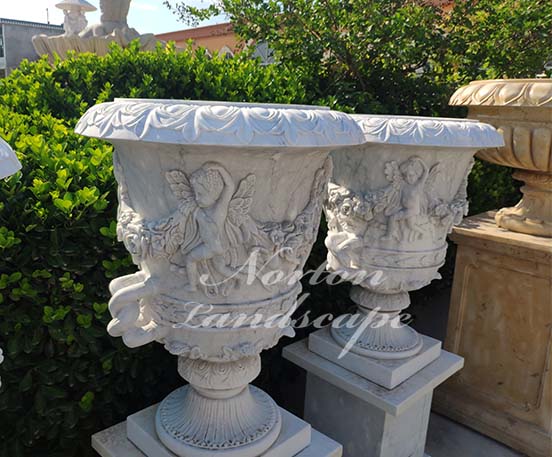 European style white marble flowerpot