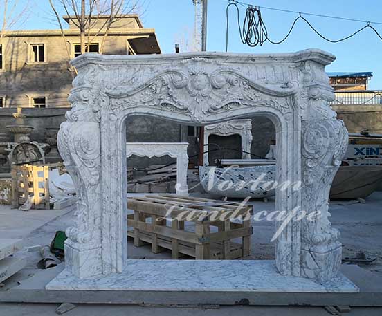 Carved marble fireplace