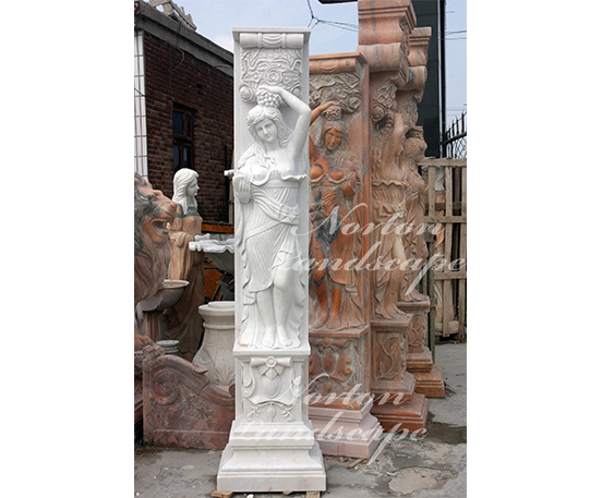 marble pillar with woman statues