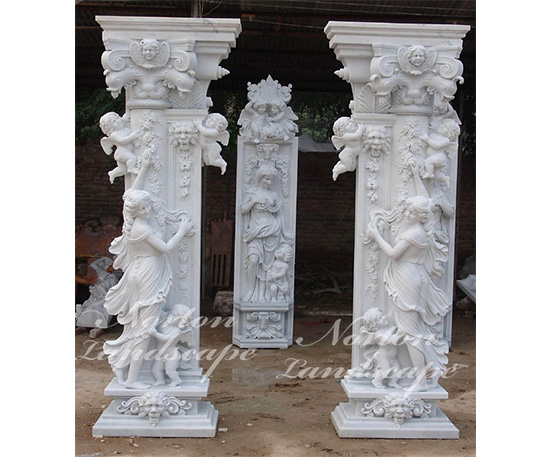 marble pillar with woman statues