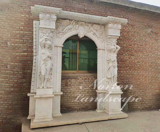 white marble door frame