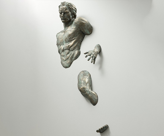 abstract 3d man wall statue