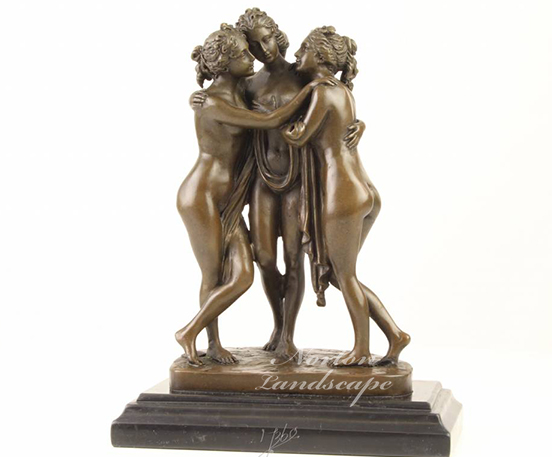 bronze three beauty sculpture