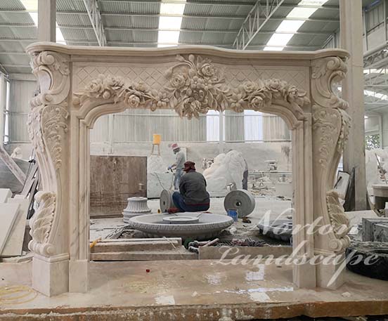 European style luxury carved fireplace