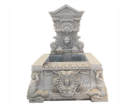 Luxury marble fountain with carved statues