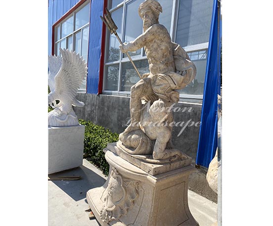 Antique stone Poseidon sculpture