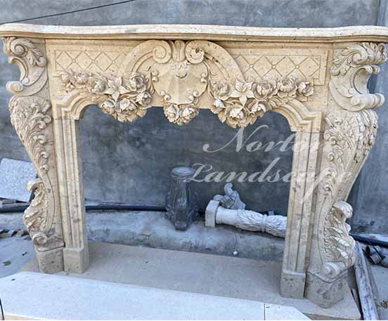 antique limestone fireplace