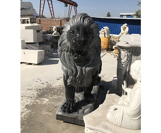 black marble lion statue