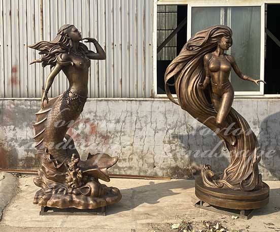 bronze mermaid statue