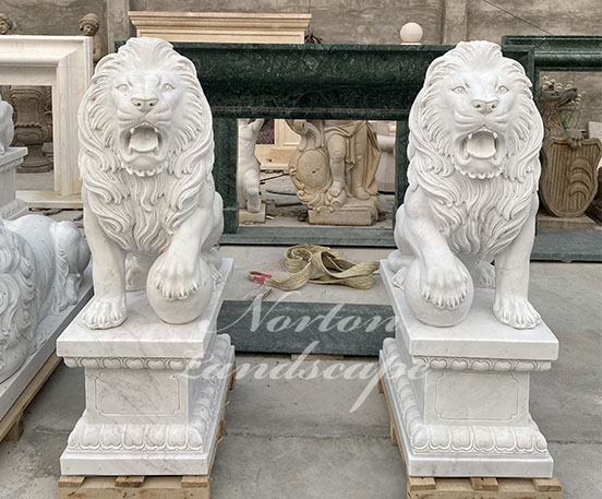 White marble lion statue