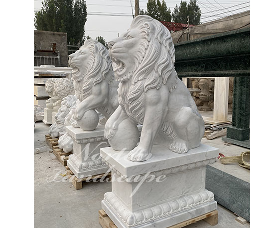 White marble lion statue