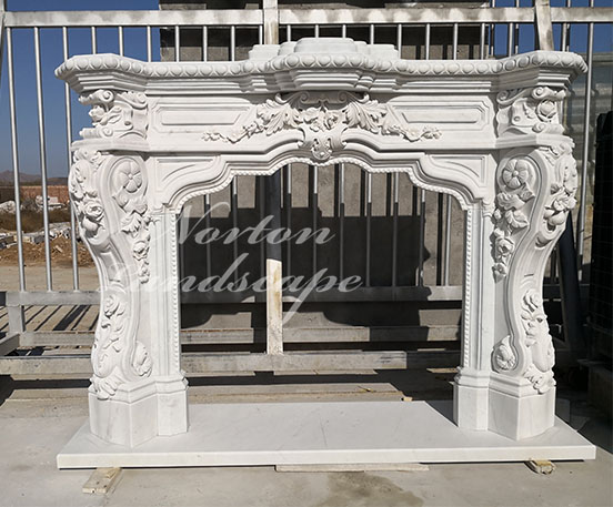 French style stone fireplace